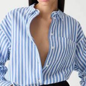 j.Crew etienne oversized blue and white button-down shirt